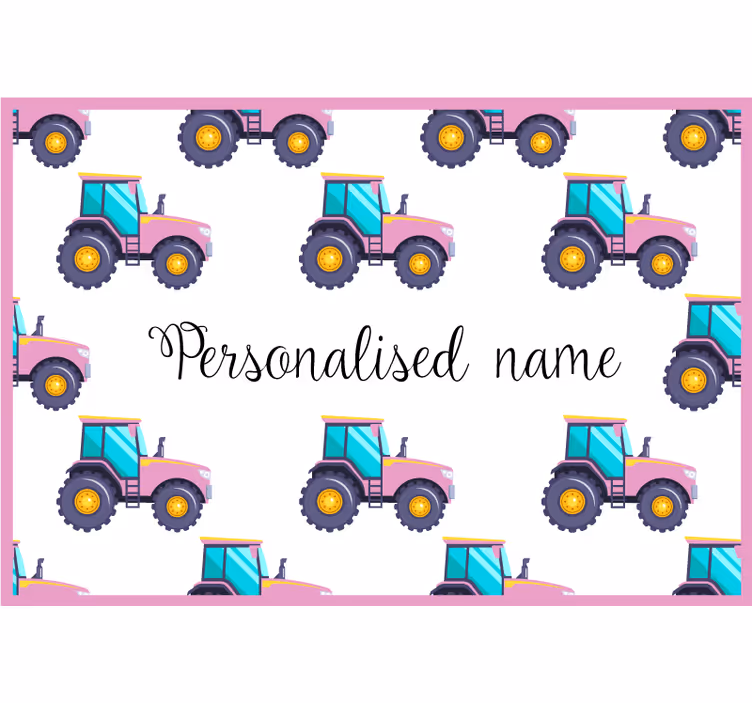 Children room roller blind pink personalized tractor - TenStickers