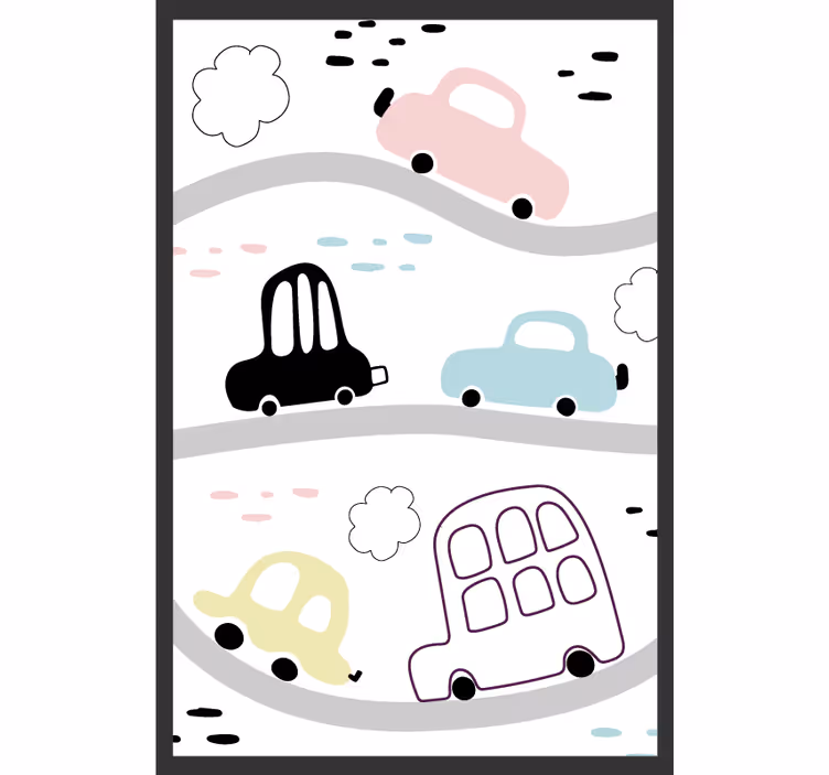 Children room roller blind with kids vehicles and roads - TenStickers