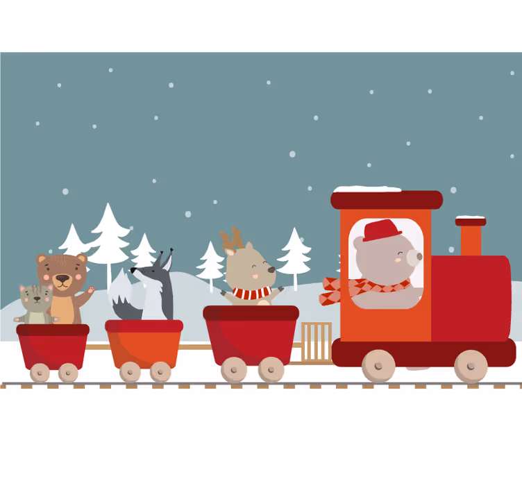 Children room roller blind with train animal friends - TenStickers