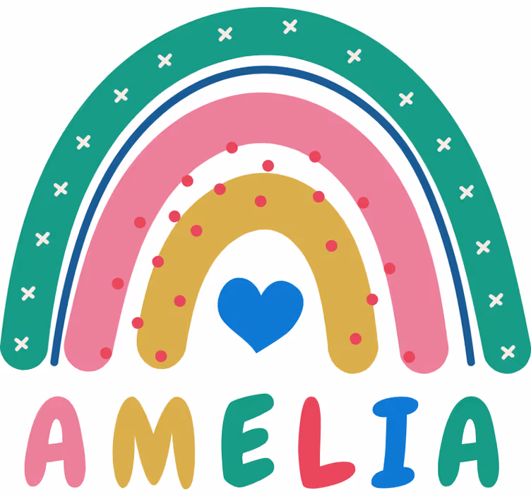 Heart rainbow personalized children room roller blind - TenStickers