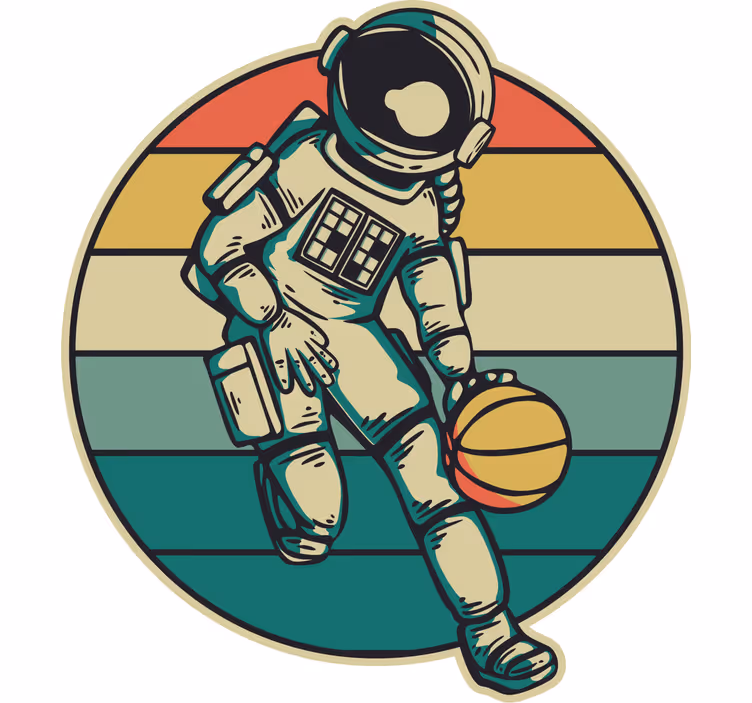 Children room roller blind vintage astronaut basketball - TenStickers