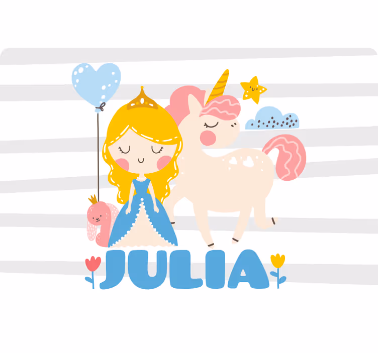 Children room roller blind cartoon princes and unicorns - TenStickers