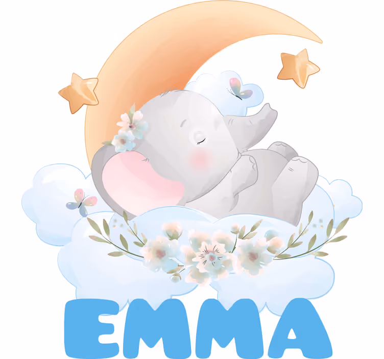 Children room roller blind cute elephant with name - TenStickers