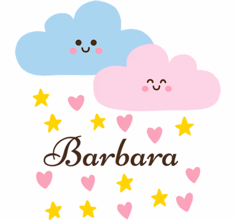 Children room roller blind blue and pink cloud name - TenStickers
