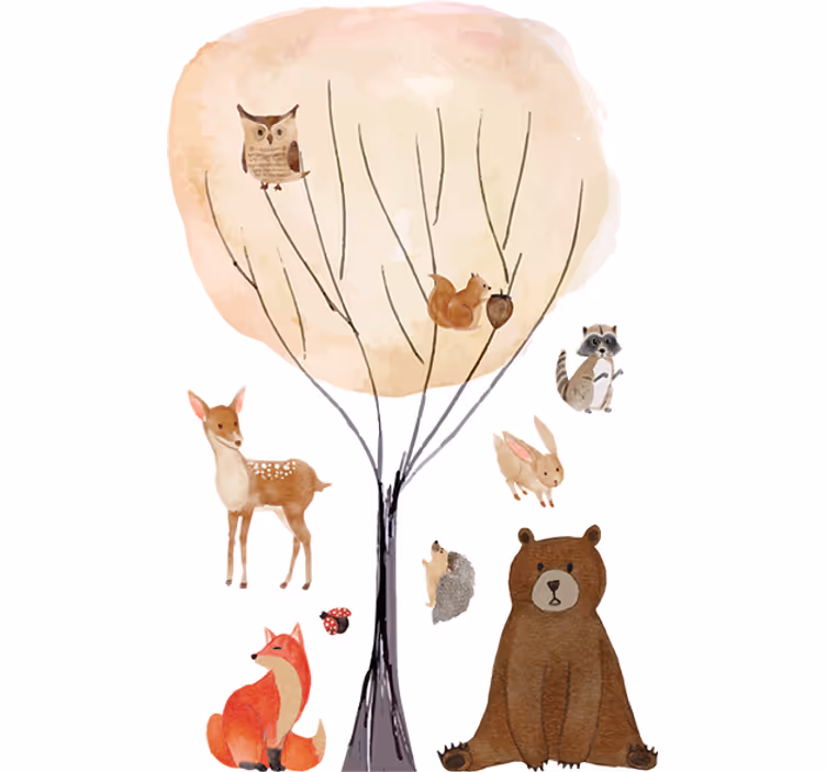 Children room roller blind with forest animals and trees - TenStickers