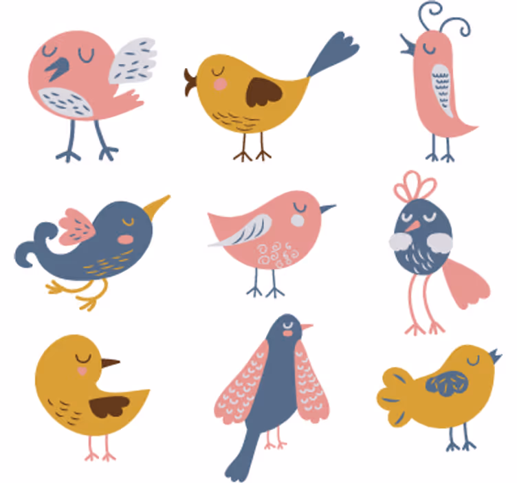 Children room roller blind nine birds sticker - TenStickers