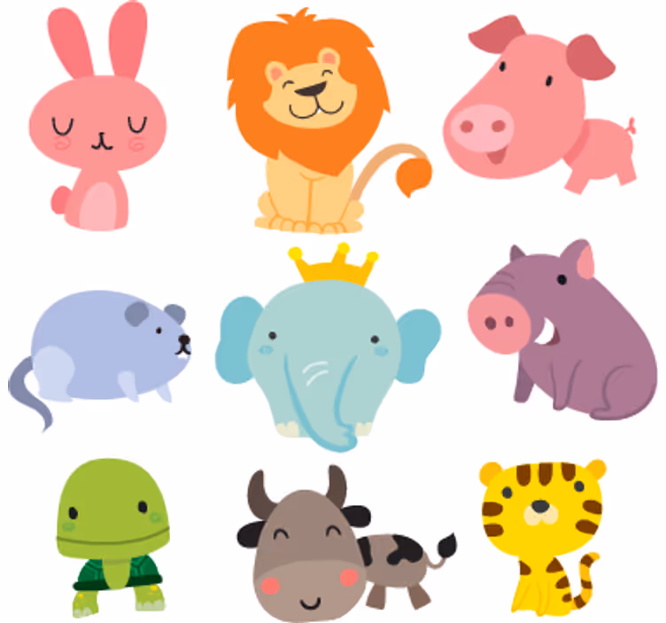Children room roller blind with animal stickers - TenStickers
