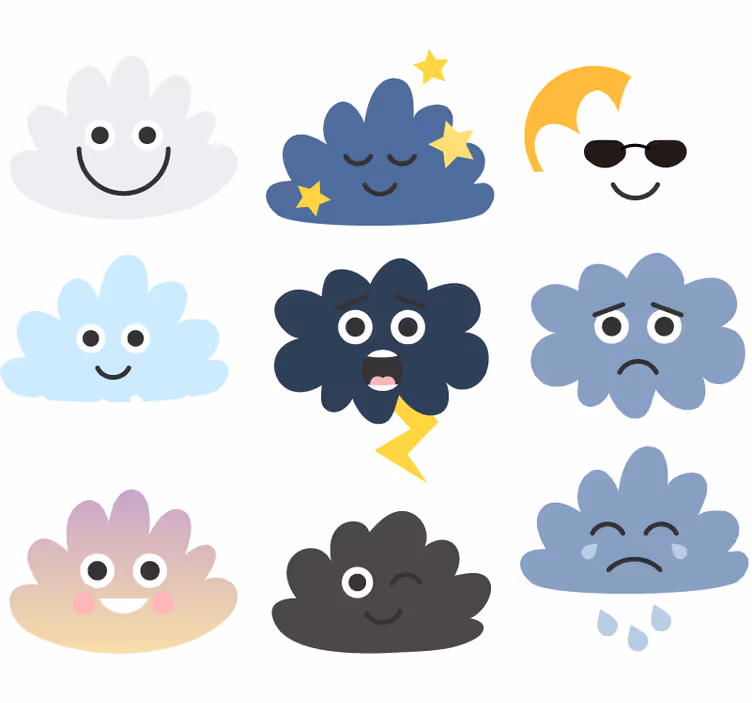 Children room roller blind cloud faces - TenStickers