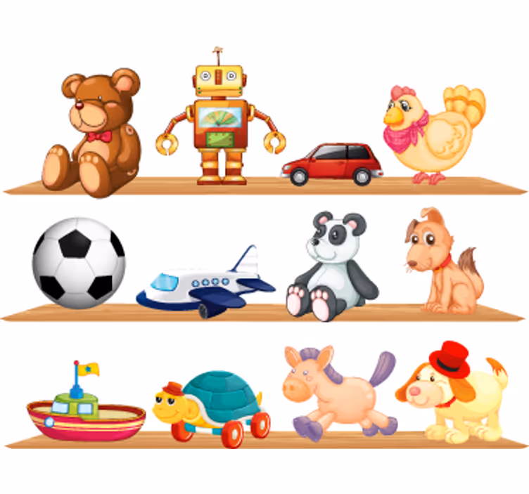 Children room roller blind with toy shelves - TenStickers