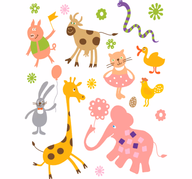 Children room roller blind animal drawing stickers - TenStickers
