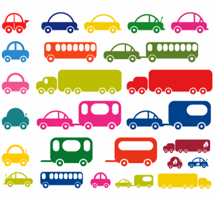 Children room roller blind vehicle sticker collection - TenStickers