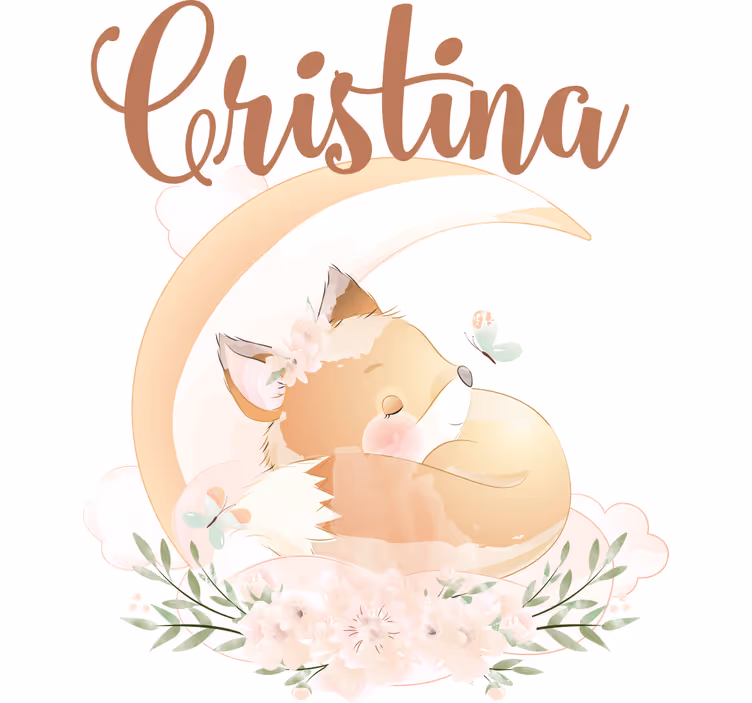 Children room roller blind cute fox for girl name - TenStickers