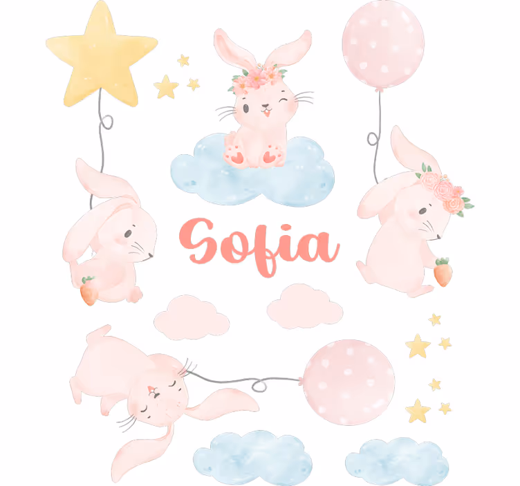 Children room roller blind pink balloons and bunnies - TenStickers