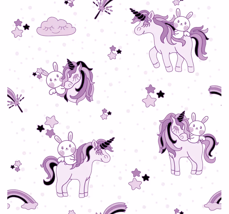 Children room roller blind with unicorns and rabbits - TenStickers