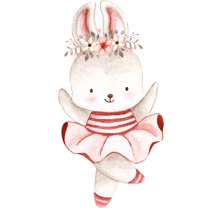 Children room roller blind rabbit ballerina in roses - TenStickers
