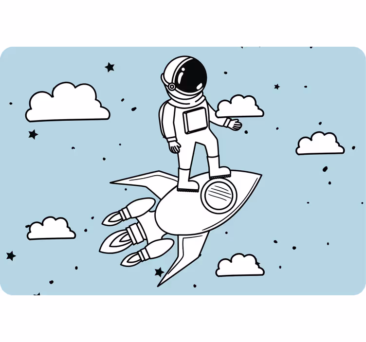 Children room roller blind rocket astronaut and stars - TenStickers