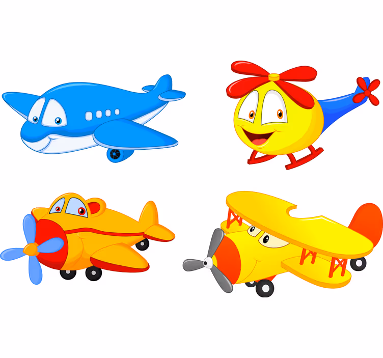 Children room roller blind with face planes and helicopters - TenStickers
