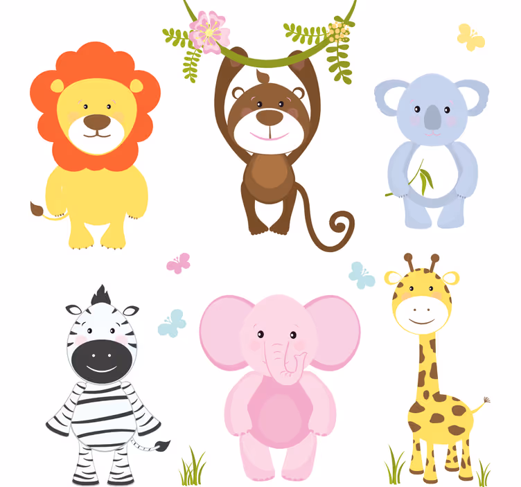 Colorful baby animals children room roller blind - TenStickers