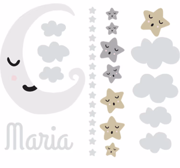 Children room roller blind customizable moon and stars - TenStickers