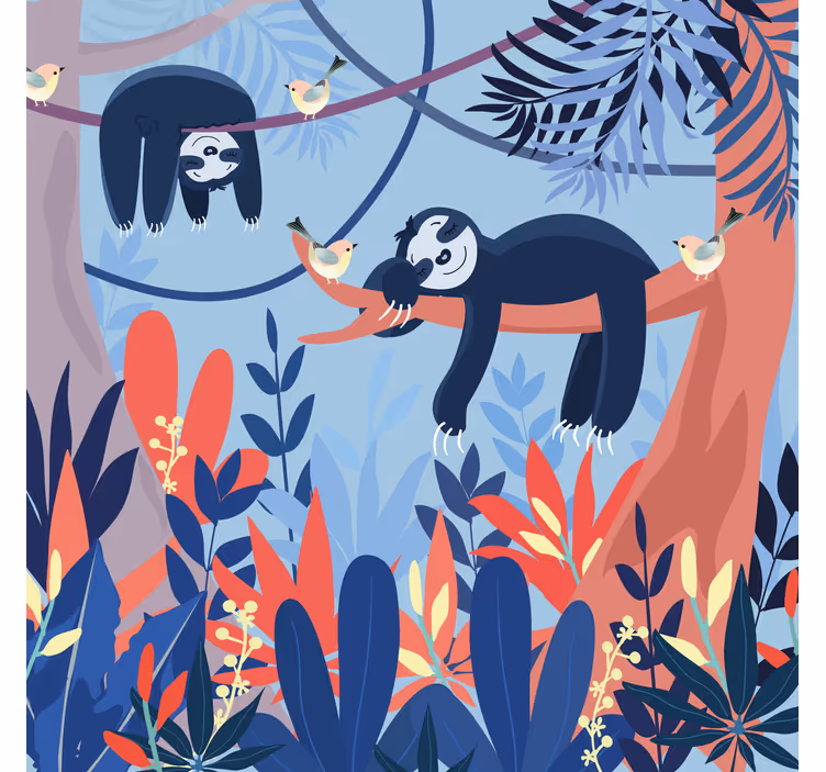 Children room roller blind sleeping animals in forest - TenStickers