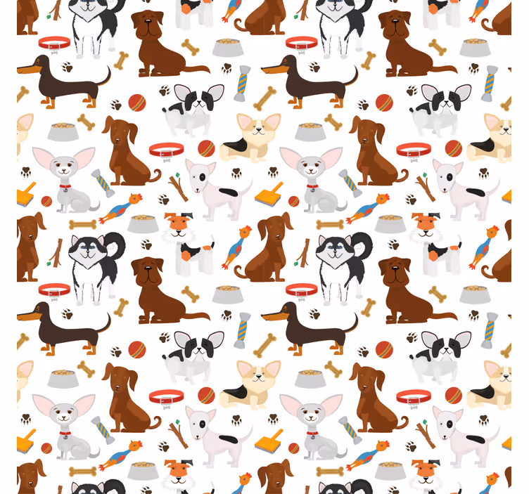 Children room roller blind cute mixed puppy dogs - TenStickers