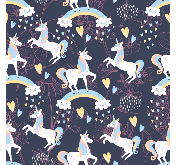 Children room roller blind with pink unicorn floral pattern - TenStickers