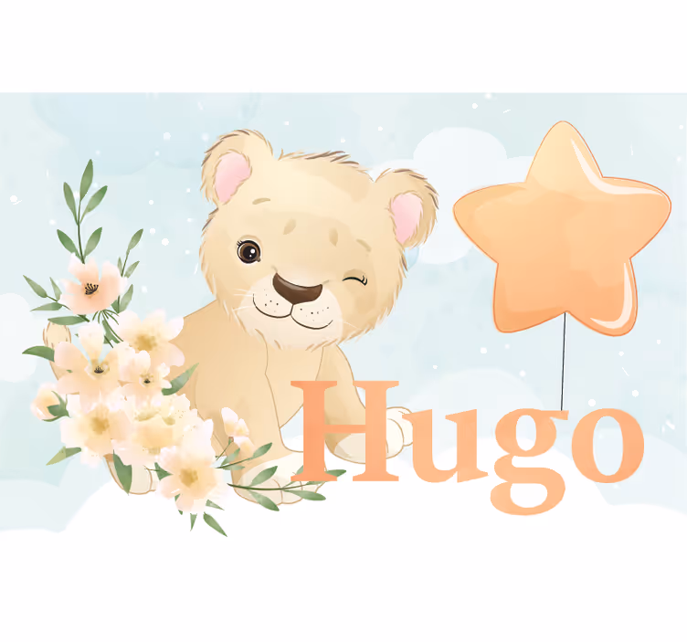 Children room roller blind cute lion for boy named - TenStickers