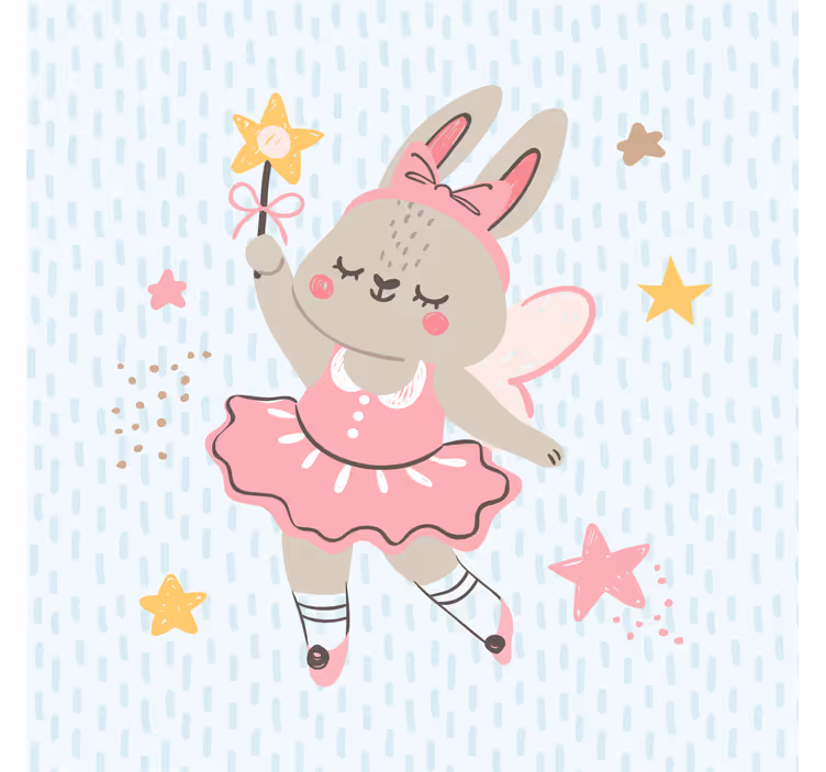 Children room roller blind rabbit fairy design with stars - TenStickers