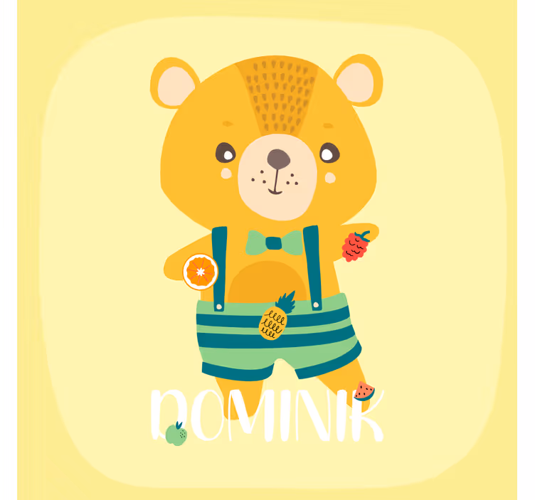 Children room roller blind teddy bear with custom name - TenStickers