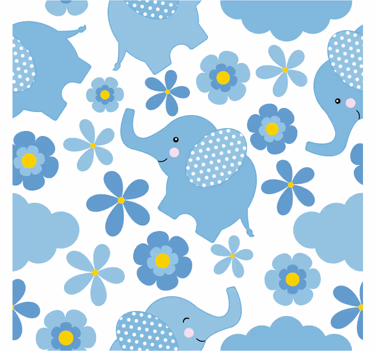 Children room roller blind blue baby elephants - TenStickers