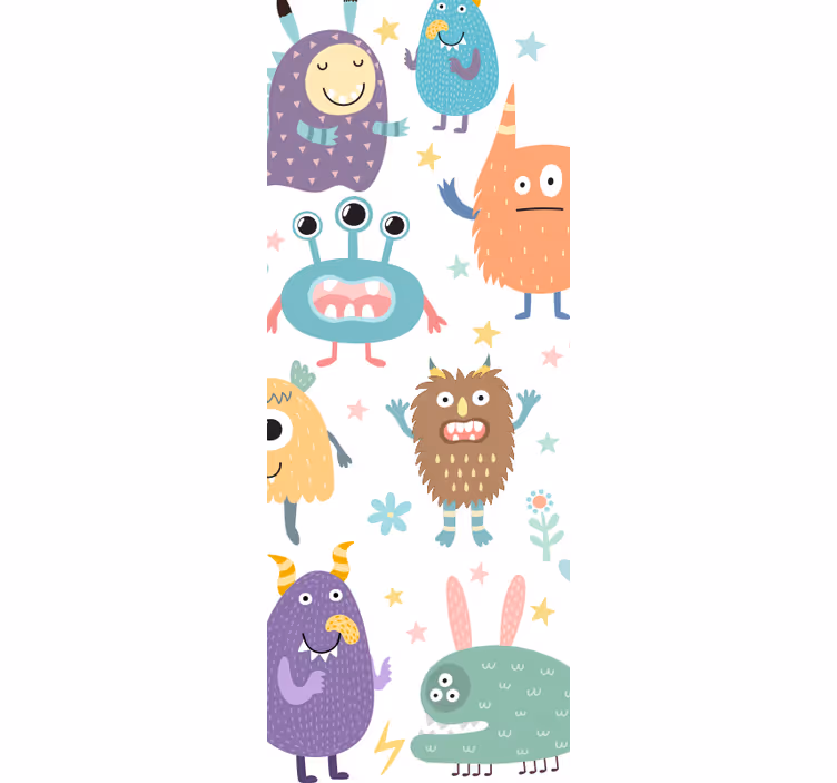 Children room roller blind happy monster door - TenStickers