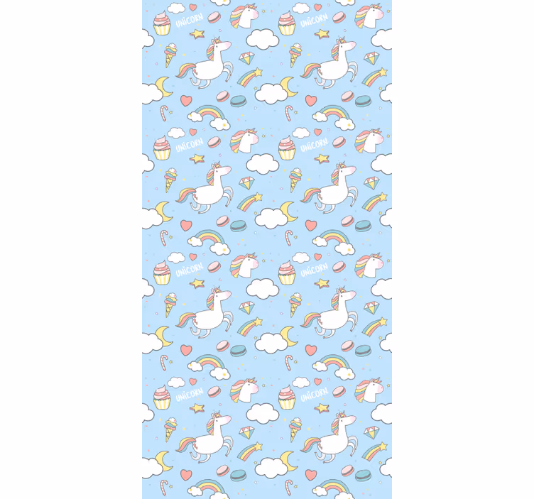 Children room roller blind with cute unicorns and rainbows - TenStickers