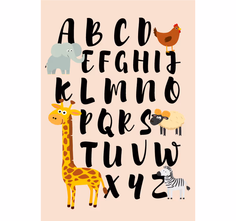 Children room roller blind with alphabet animals - TenStickers