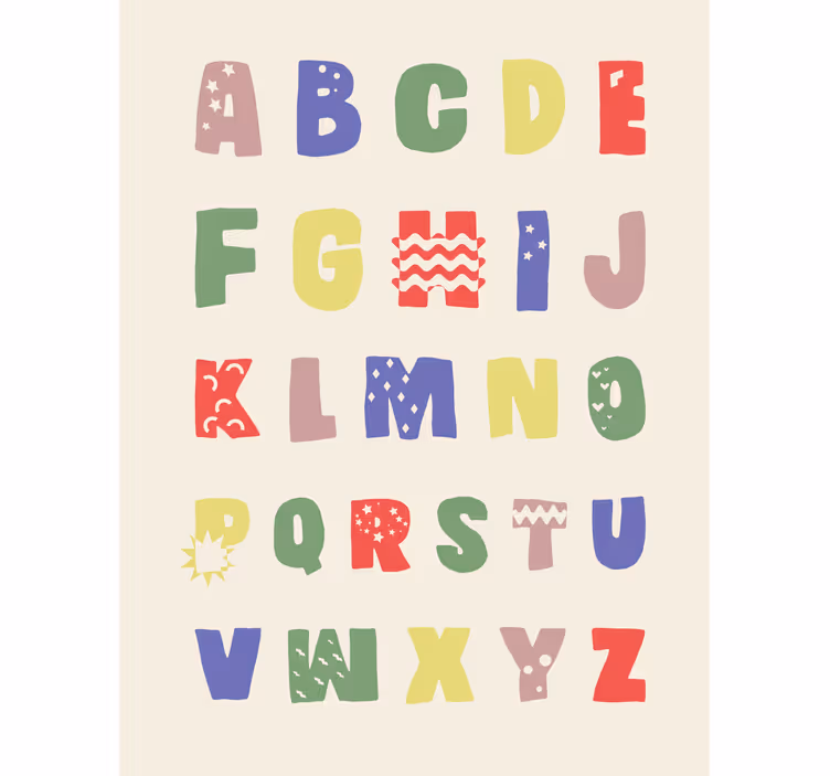Children room roller blind with a geometric alphabet - TenStickers