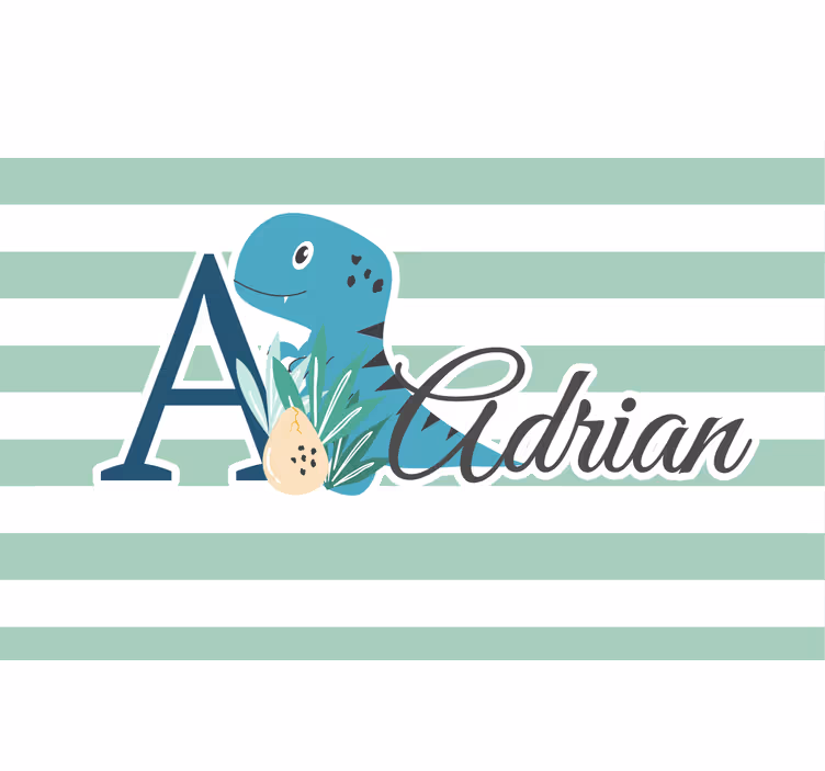 Children room roller blind cute dino animals with name - TenStickers