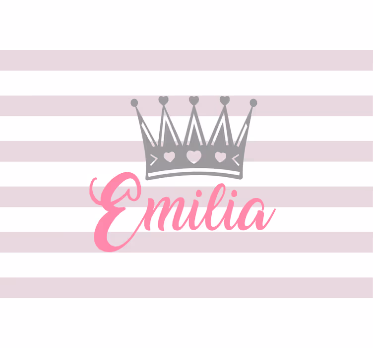 Children room roller blind silver crown with pink name - TenStickers