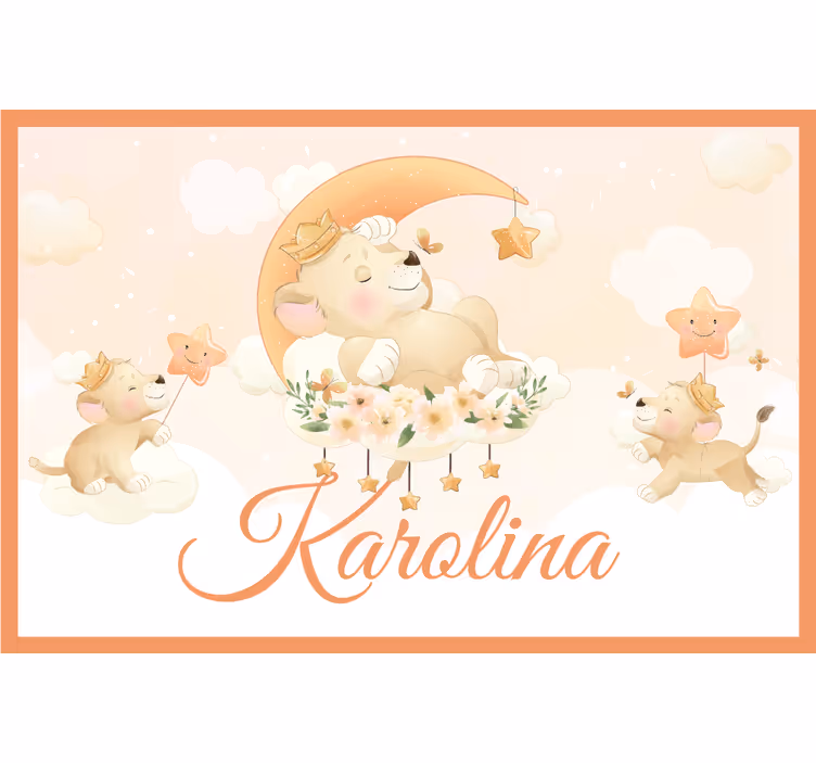 Children room roller blind cute animals lion with name - TenStickers
