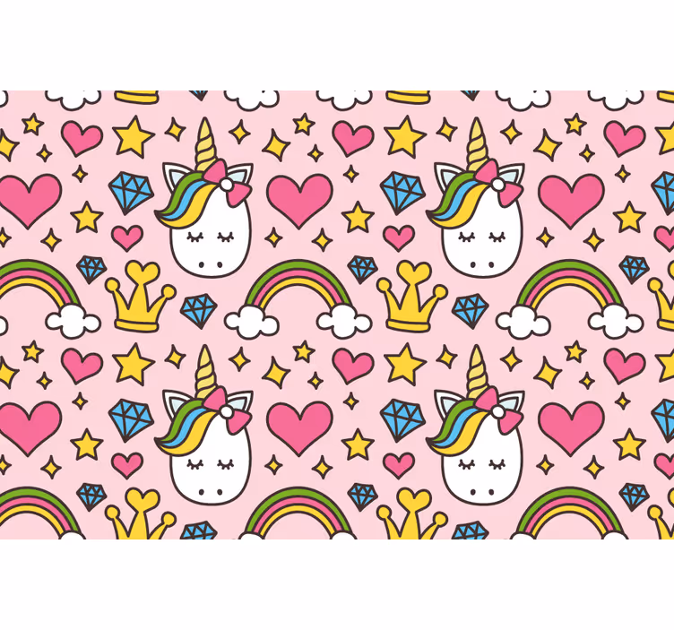 Cute rainbows and unicorns roller blind for kids - TenStickers