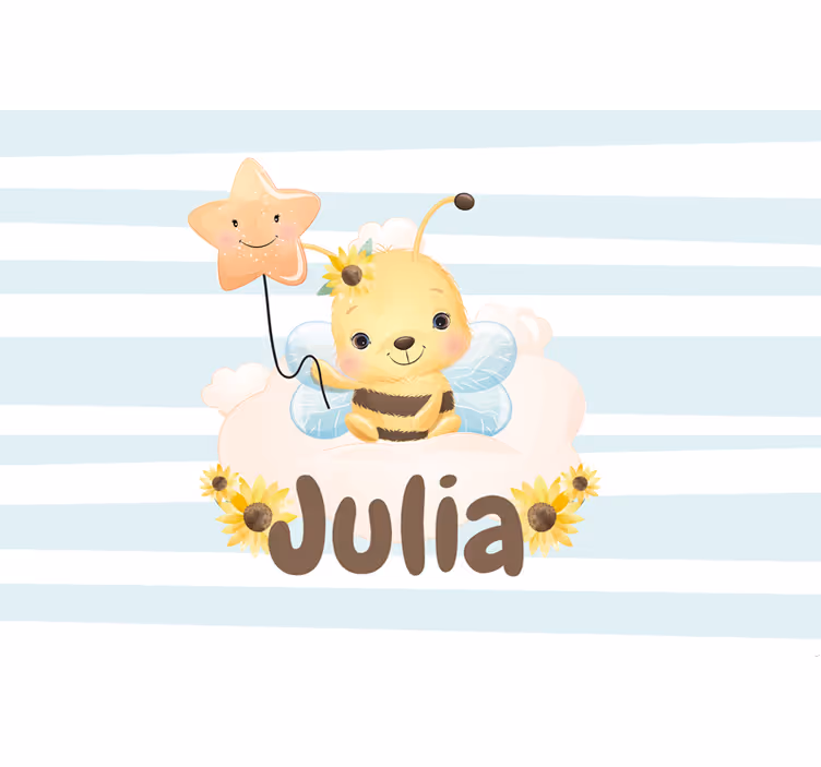 Children room roller blind cute bee animals with name - TenStickers