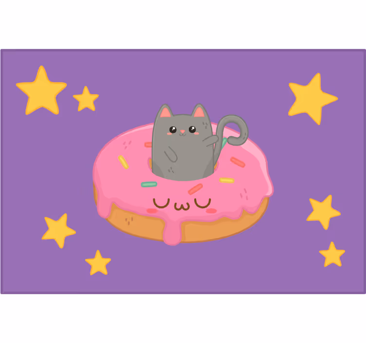 Children room roller blind cat and donut design - TenStickers