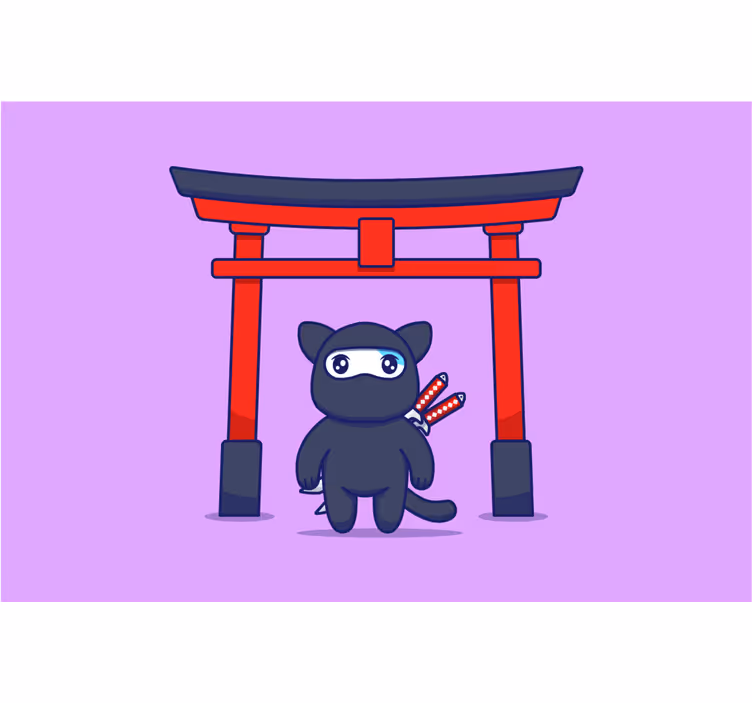 Children room roller blind ninja cat design - TenStickers