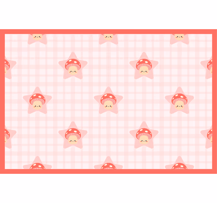 Cute pink mushrooms pattern children room roller blind - TenStickers