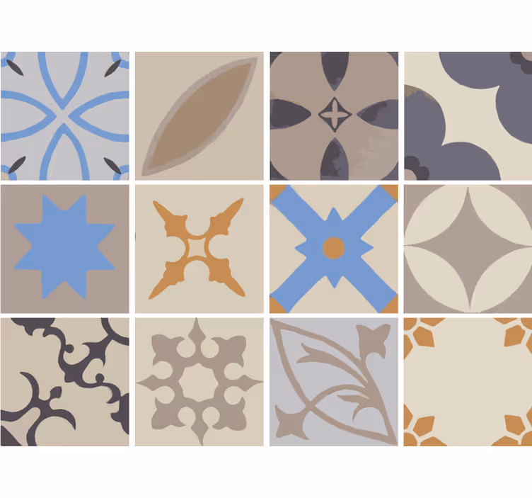 Kitchen roller blind with adhesive hydraulic tile border - TenStickers