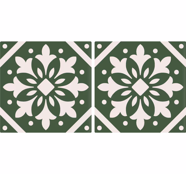 Kitchen roller blind with cement tile patterns green - TenStickers
