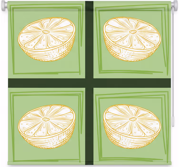 Kitchen roller blind with hand-drawn lemon tiles - TenStickers