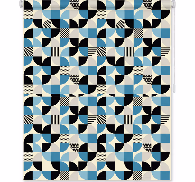 Kitchen roller blind in retro blue bauhaus pattern - TenStickers