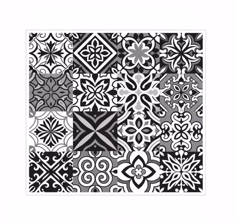 Kitchen roller blind in bold black geometric design - TenStickers