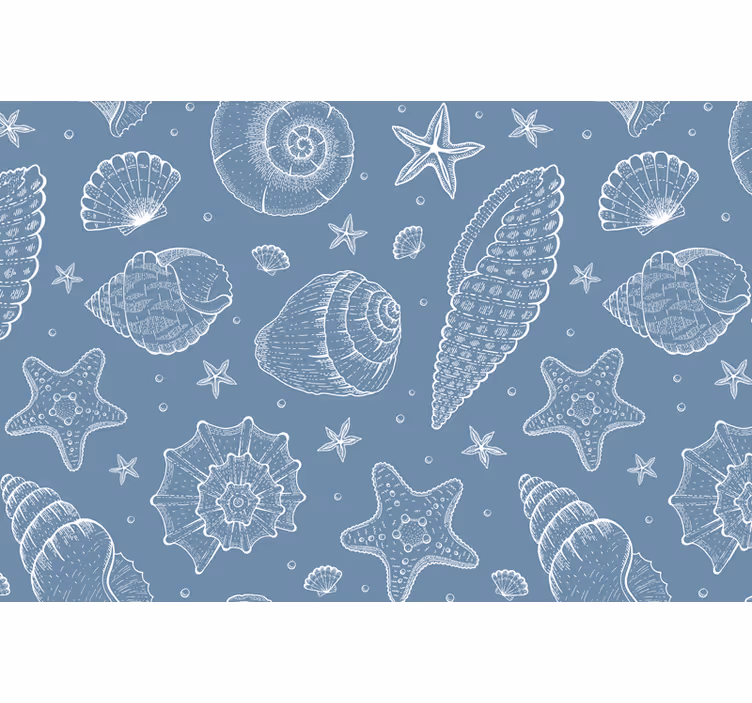 Blue roller blind featuring marine life and seashells - TenStickers