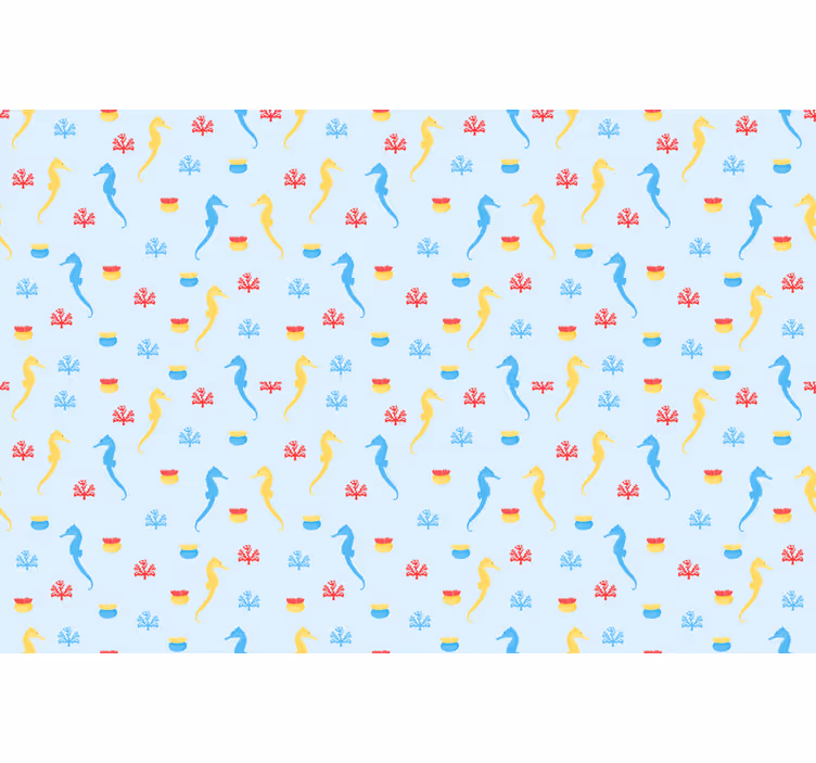 Blue roller blind with seahorse and coral design - TenStickers
