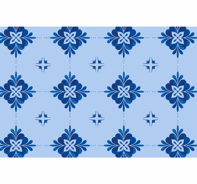 Blue roller blind with blue twirl tiles - TenStickers